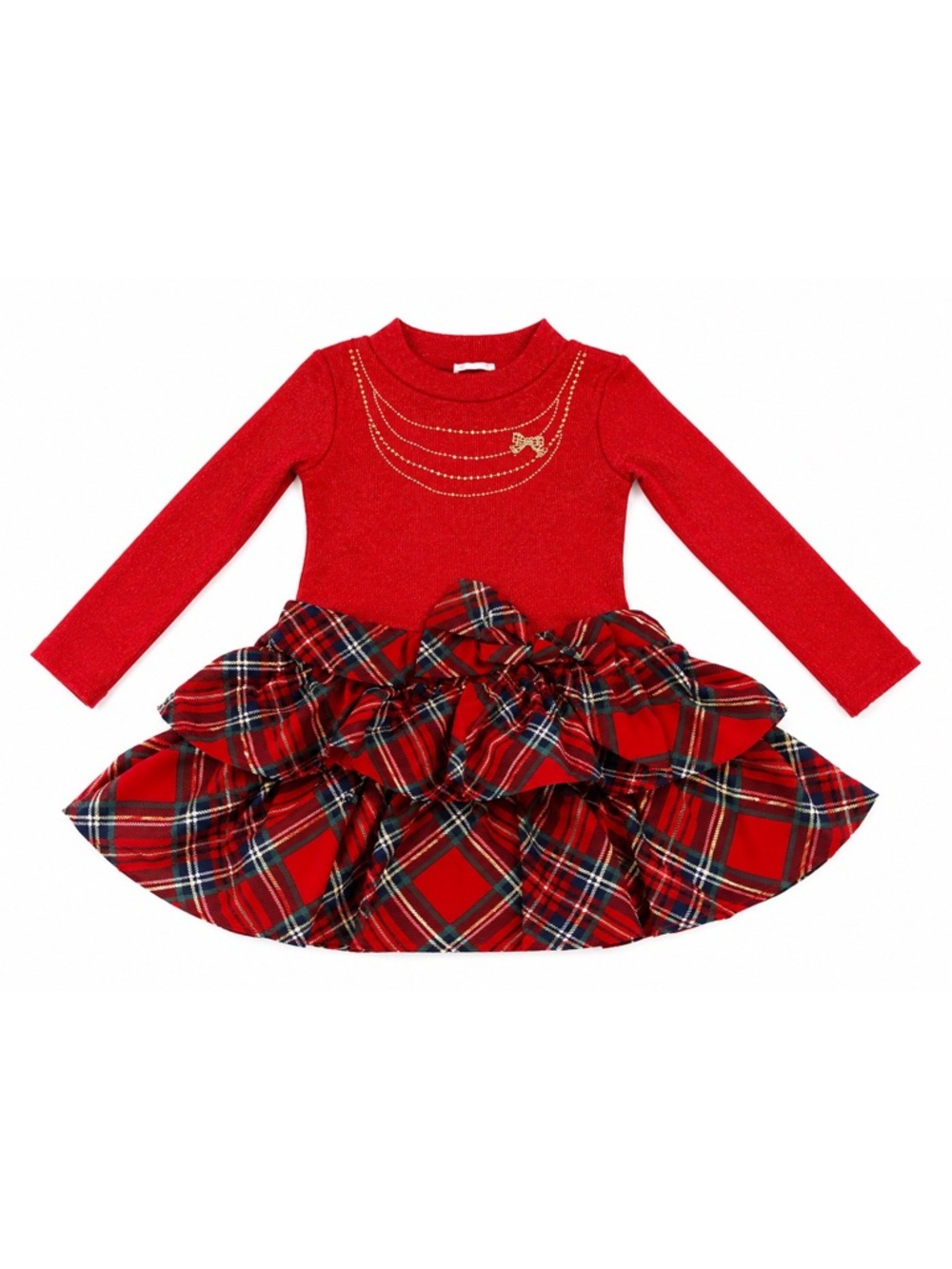 Pink & Violet Girls Red Tartan Plaid Holiday Ruffle Dress | Size 3